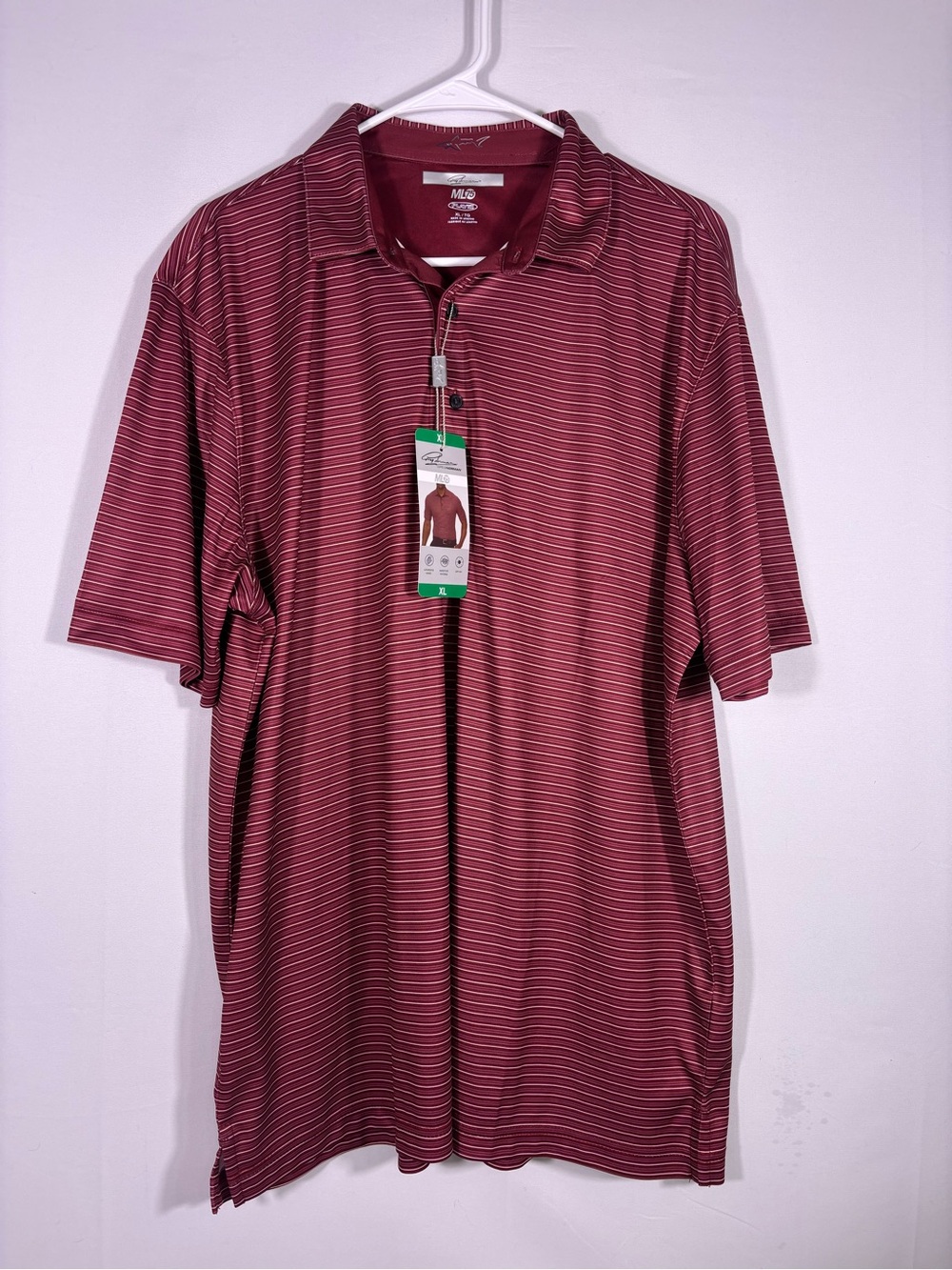 NWT Greg Norman ML75 Play Dry Golf Polo Shirt Red Striped UPF 50+ Size XL